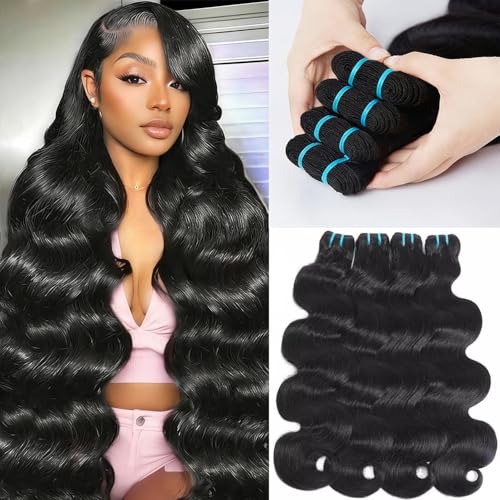 18A Raw Human Hair Bundles 18 18 20 22 Inch, Body Wave Bundles Human Hair 4 Bundles, Triple Lifespan Virgin Remy hair Natural Color (18 18 20 22 Inch)