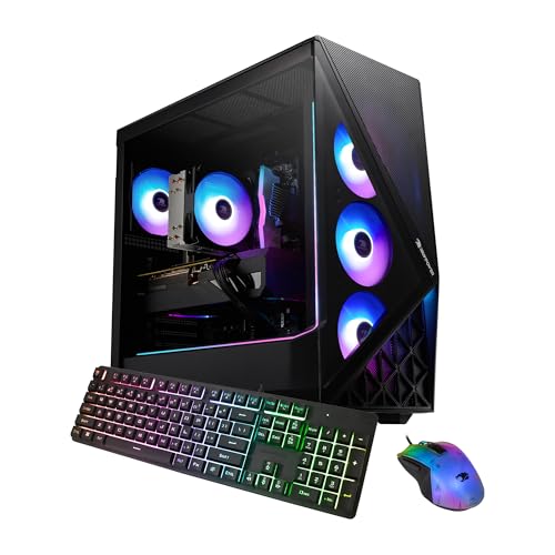 iBUYPOWER Slate Gaming PC Desktop Computer AMD Ryzen 7 9700F CPU, AMD Radeon RX 9060 8GB GPU, 16GB DDR5 RGB 5200MHz RAM, 1TB NVMe SSD, Windows 11 Home, Gamer Keyboard and Mouse - SBA7R9601