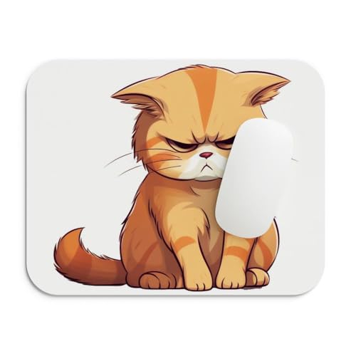 SHERISH Cute Cat Mouse Pad for Laptop & PC – 19x23 cm Black Desk Mat | Smooth Cloth Surface, Non-Slip Rubber Base, Waterproof & Durable Gaming Mousepad for Office & Home (Angry Cat)