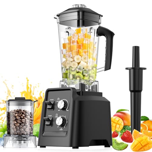 Blender for Smoothies, 68oz Countertop Blenders for Kitchen with 20oz Grinder Cup, 1800W Smoothie Blender, Ice Crushing, Frozen Fruit, Protein Shake Maker with Timer, Self Cleaning, Black