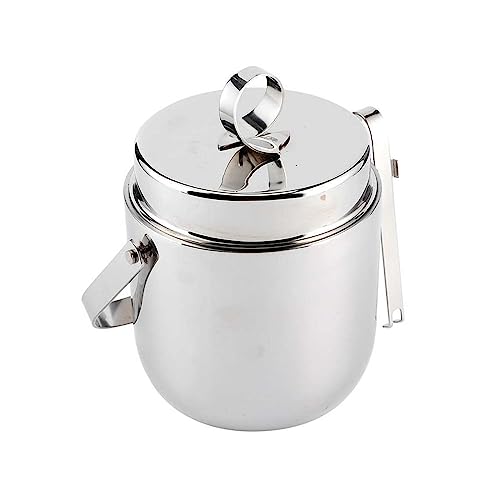 EHVYBDX Portable Stainless Steel Double-Walled Ice Bucket Red Wine Beer Champagne Container Bar Hotel KTV Appliances Home Small Party