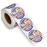 250th Anniversary Patriotic Stickers American Flag Pattern Round Waterproof Decals 1.89" Diameter Eco‑Friendly Strong Adhesive Stickers for Independence Day 500 Pcs/Roll
