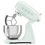 SMEG SMF05 Forte 5-Qt Stand Mixer with 750W Motor, Smooth Start & SteadyMix, Flex Edge Beater, 10 Speeds, Stainless Steel Bowl – Retro 50’s Style Planetary Mixer for Dough, Baking & Desserts-Green