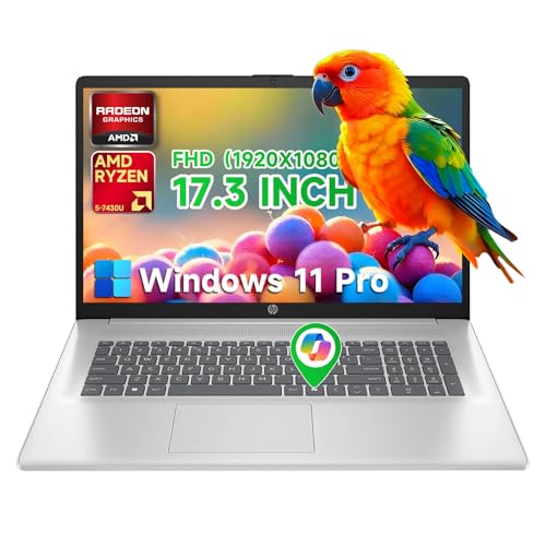 HP Flagship 17 Business Laptop - Windows 11 Pro + Free Office 365 for The Web, 17.3" Full HD Anti-Glare IPS Display, AMD Ryzen 5 7430U, 64GB RAM + 2TB SSD, Webcam, Wi-Fi 6, USB A/C, HDMI