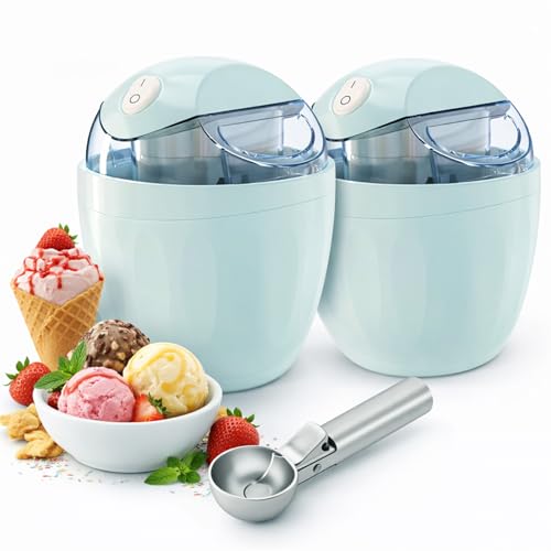 2026 New Small Home Mini Ice Cream Maker with Easy-Lock Lid, Mini Ice Cream Maker 1QT, 15-Min Fast Frozen Yogurt, Sorbet & Gelato Maker, Healthy Homemade Dessert Appliance (Green*2)