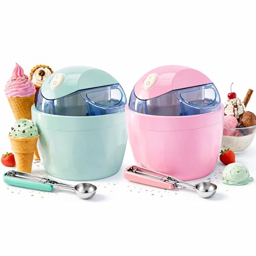 2026 New Small Home Mini Ice Cream Maker with Easy-Lock Lid, Mini Ice Cream Maker 1QT, 15-Min Fast Frozen Yogurt, Sorbet & Gelato Maker, Healthy Homemade Dessert Appliance (Mixed*2pcs)