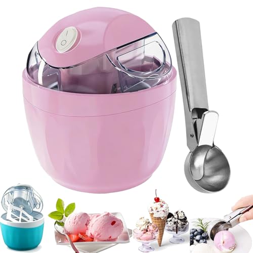 Personal Ice Cream Maker Mini, 17oz Electric Italian-Style Ice Cream Machine, One-Touch Homemade Icy Yogurt Maker | Portable 15-Min Small Kitchen Appliance for Families, Apartments & RVs (Pink)