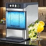 MOMOKOVA Nugget Ice Maker Countertop for Chewable Ice, 41lbs/24H Portable Pellet Ice Machine with One-Click Operation Self-Cleaning for Home, Kitchen, Bar, Office, Party (Silver)