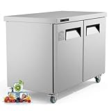 Petyee 1pcs Stainless Steel Commercial Small Refrigerator - Kitchen Cooling Appliance, Bar Fridge, Beverage Cooler, Countertop Fridge, Compact Cooler